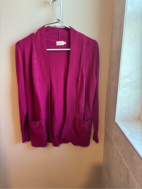 Cielo Open-Front Magenta Cardigan with Pockets